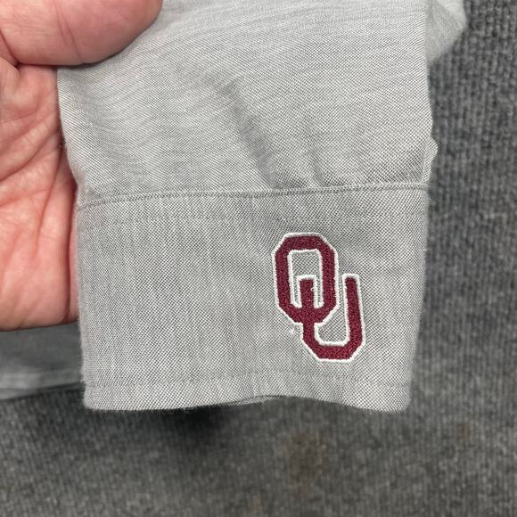 Travis Mathew Button Down OU Golf Shirt Men's Large Gray Long Sleeve Stretch - Picture 4 of 12